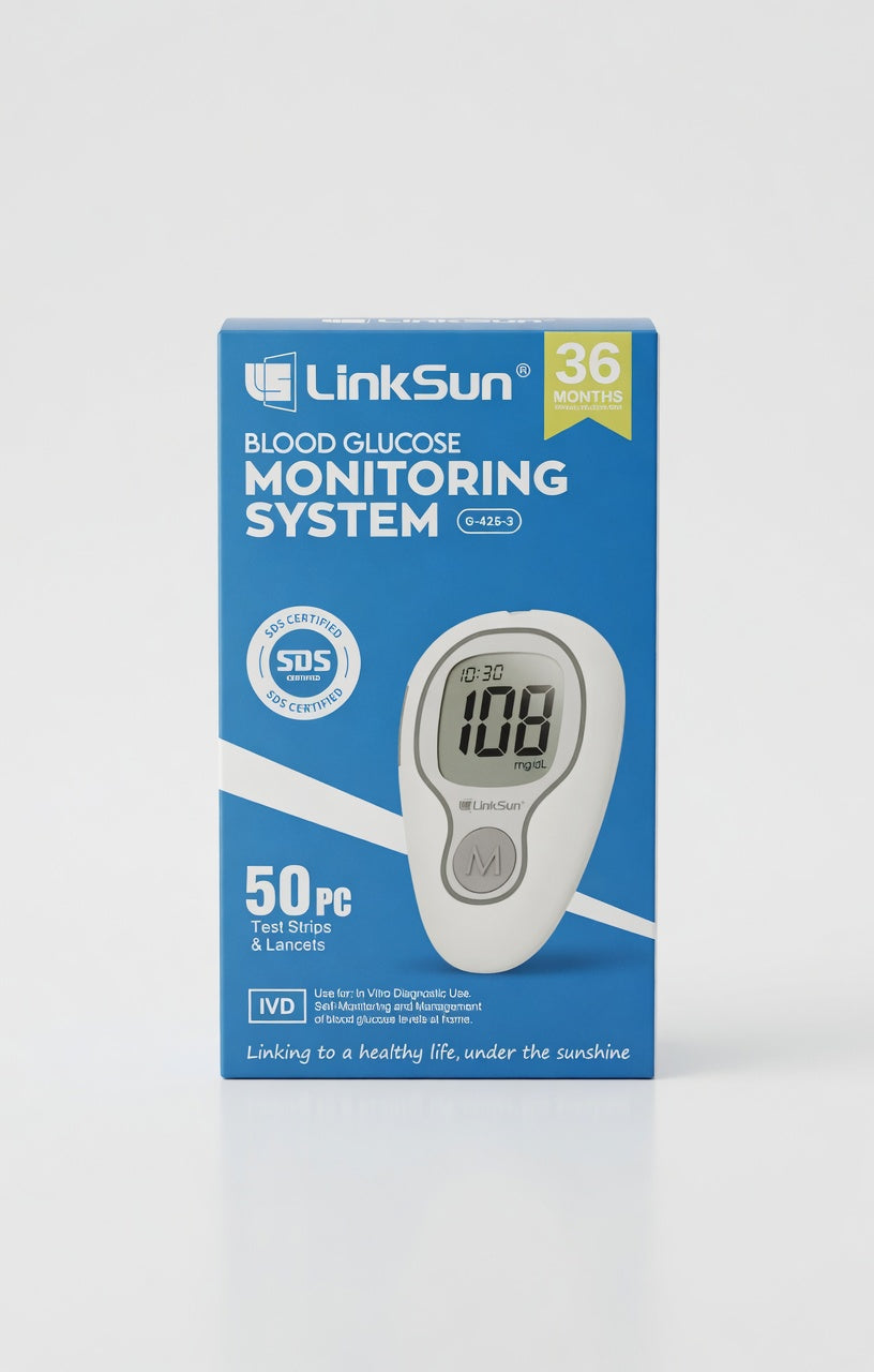 Blood Glucose Meter Kit with Test Strips & Lancets | No Coding Diabetes Glucometer