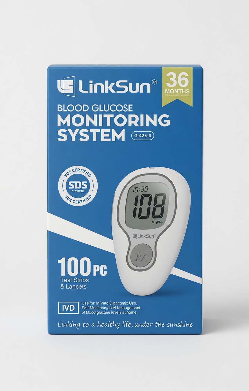 Blood Glucose Meter Kit with Test Strips & Lancets | No Coding Diabetes Glucometer