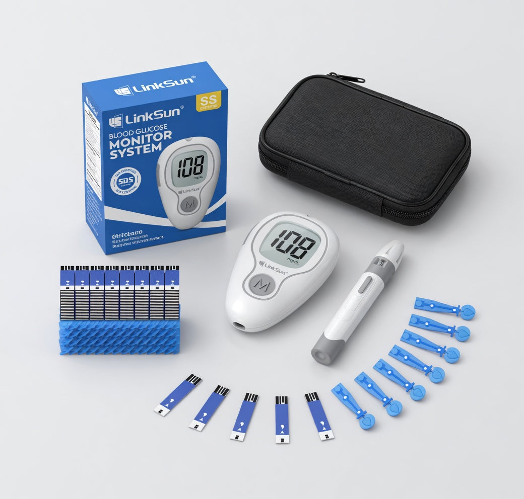Blood Glucose Meter Kit with Test Strips & Lancets | No Coding Diabetes Glucometer